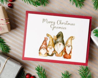 Gnome Christmas Card Funny Gnome Holiday Card Printable Christmas Card Printable Gnome Christmas Card Gnomies Gnome Greeting Card