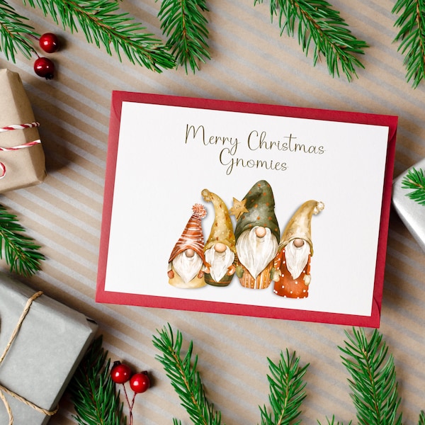 Gnome Christmas Card Funny Gnome Holiday Card Printable Christmas Card Printable Gnome Christmas Card Gnomies Gnome Greeting Card