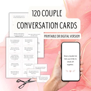 Las mejores tarjetas de conversación para parejas, iniciadores de conversación, temas de conversación, tarjetas para citas nocturnas, tarjetas imprimibles, juegos para parejas