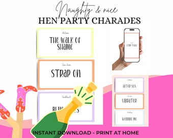 Hen Party Games Hen Do Games Dirty Charades Bachelorette Party Games Hens Charades Hens Games Hens Night Games Printable Games Hen Do Games