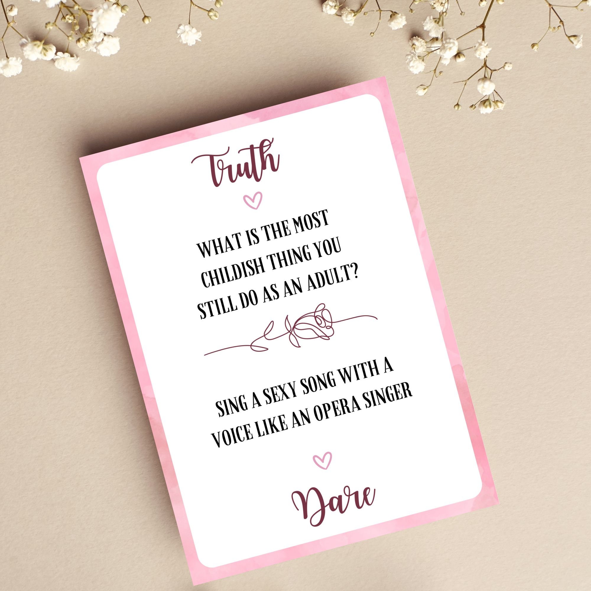 Truth or Dare Truth or Dare Printable Bachelorette Game Bachelorette ...