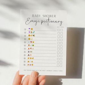Baby Shower Emoji Game Editable Emoji Baby Shower Game Emoji Pictionary Minimalist Baby Shower Fun Baby Shower Game
