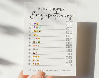 Baby Shower Emoji Game Editable Emoji Baby Shower Game Emoji Pictionary Minimalist Baby Shower Fun Baby Shower Game