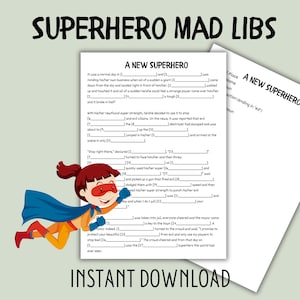 Superhero Mad Libs Printable Funny Mad Libs For Kids And Adults Fun Word Game Homeschool Activities Or Classroom Games Instant Download