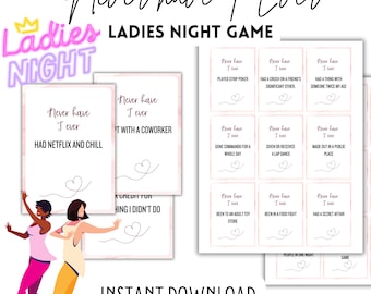 Jogos noturnos de mulheres Nunca, eu nunca Jogos noturnos de meninas Jogo noturno de mulheres Jogo de bebida Jogo noturno de meninas Jogos para imprimir Download digital