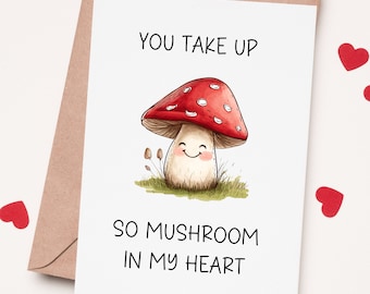 Valentine's Card Printable Valentines card Mushroom Card Valentines Printable