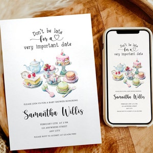 Alice In Wonderland Baby Shower Invitation Alice Baby Shower Invite Editable Mad Hatter Canva Template Wonderland Baby Digital And Printable
