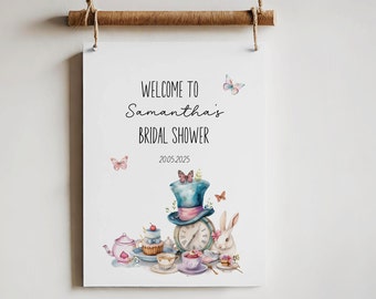 Alice In Wonderland Bridal Shower Sign Invitation Editable Alice In Wonderland Welcome Sign Template Wonderland Shower Signage Template