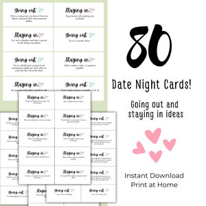Druckbare Date Night Karten Date Night Ideen Date Night Coupons Date Night Karten für Paare, Papier Jahrestag Geschenk