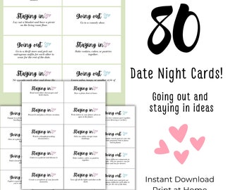 Printable Date Night Cards Date Night Ideas Date Night Coupons Date Night Cards for Couples, Paper Anniversary Gift