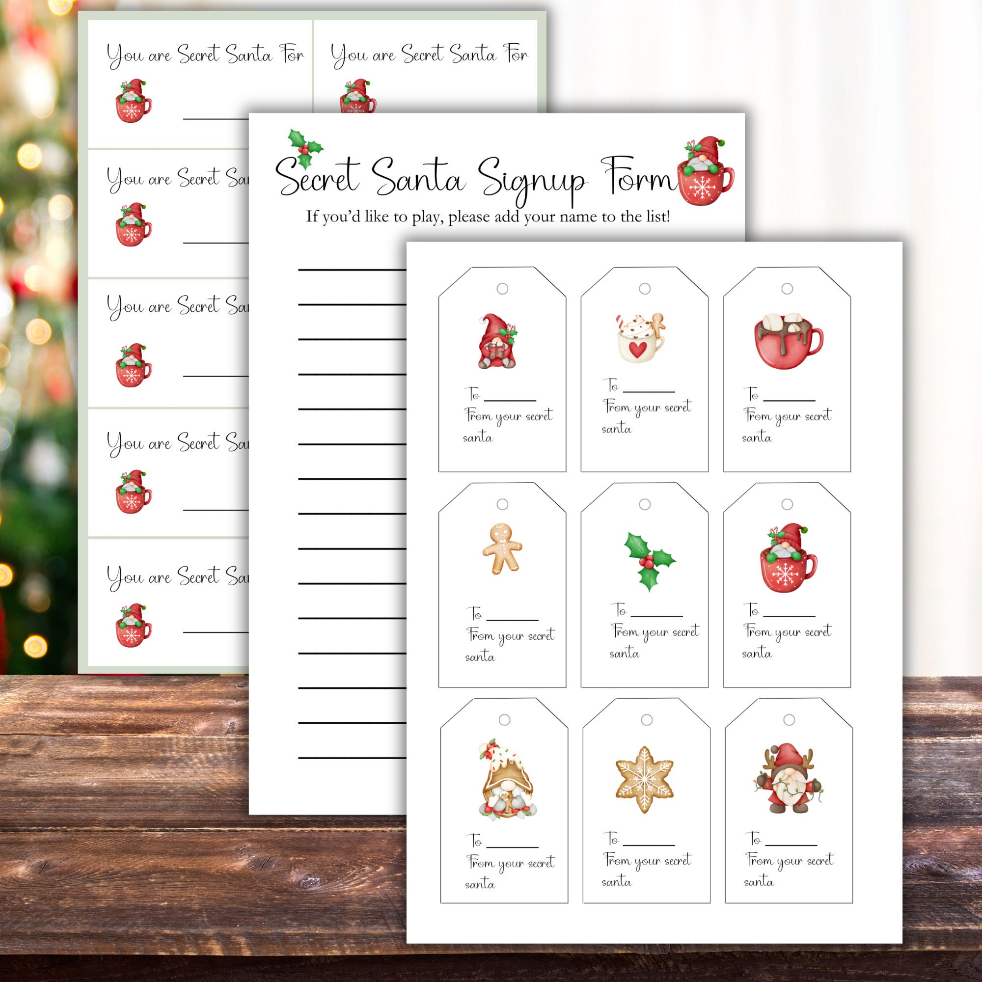 Secret Santa Sign up Sheet Secret Santa Printable Secret Santa - Etsy ...