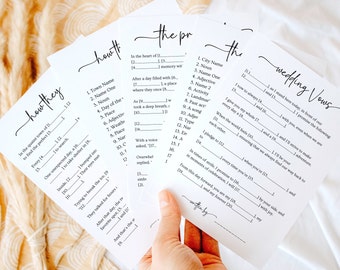 Wedding Vow Mad Libs Juego de despedida de soltera Wedding Vow Mad Libs Cómo se conocieron Juego divertido Imprimible Mad Libs Juegos imprimibles Despedida de soltera