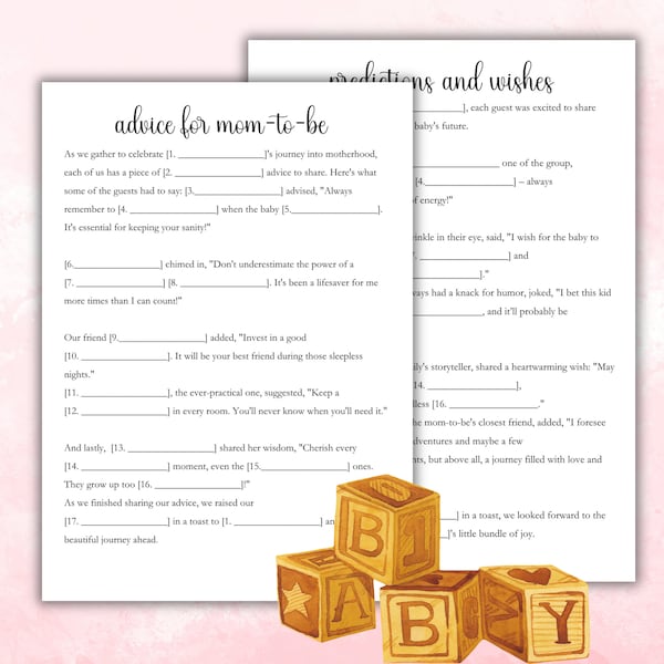 Baby Madlibs Baby shower Madlibs Baby Shower Games Madlibs Minimalist Baby Shower