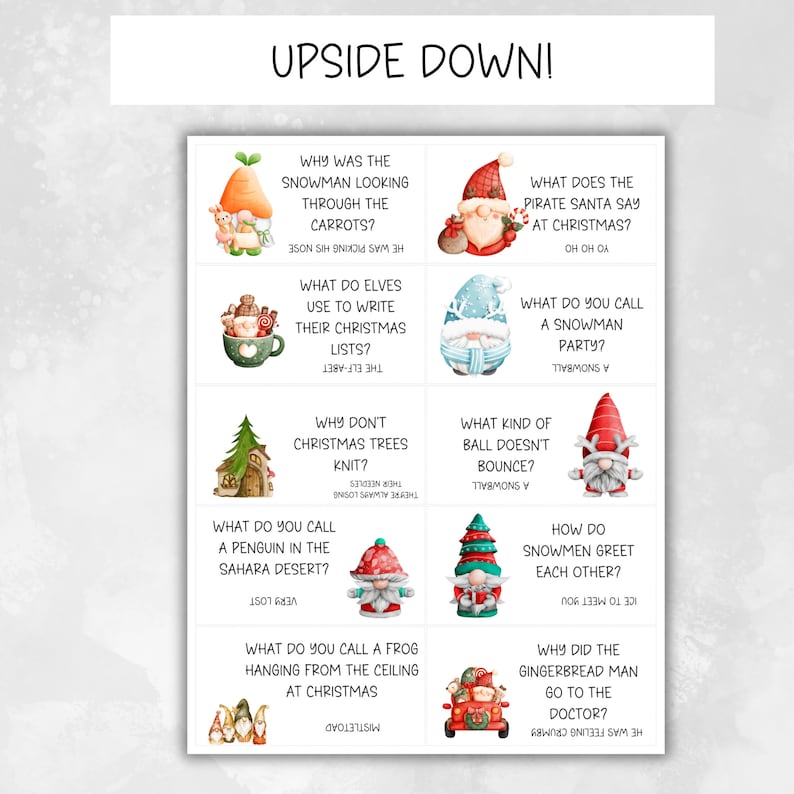 Cartes de l'Avent Noël avec compte à rebours et blagues Jeux de mots de Noël Cartes de Noël avec calendrier de l'Avent Cartes de Noël avec blagues quotidiennes Noël imprimable image 4
