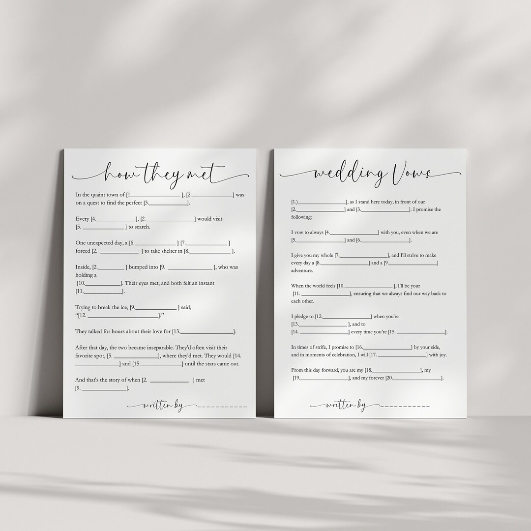 Printable Mad Libs Bridal Shower Games Bridal Shower Games Bridal