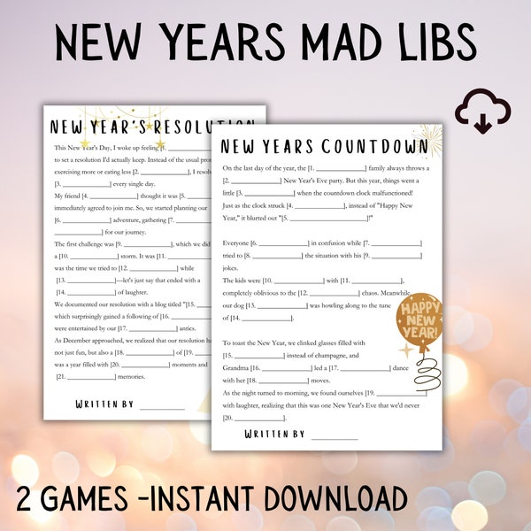 New Years Eve Game New Years Printable Games New Years Mad Libs New Years Game Kids New Years Games For Kids Mad Libs New Years Ad Lib Games