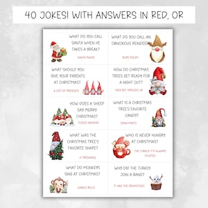 Cartes de l'Avent Noël avec compte à rebours et blagues Jeux de mots de Noël Cartes de Noël avec calendrier de l'Avent Cartes de Noël avec blagues quotidiennes Noël imprimable image 2