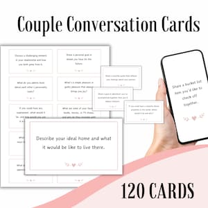 Gespreksstartkaarten Communicatiekaarten Onderwerpen voor gesprekken Kaarten voor koppels Spellen voor stellen Ideeën voor een date night Afdrukbare kaarten