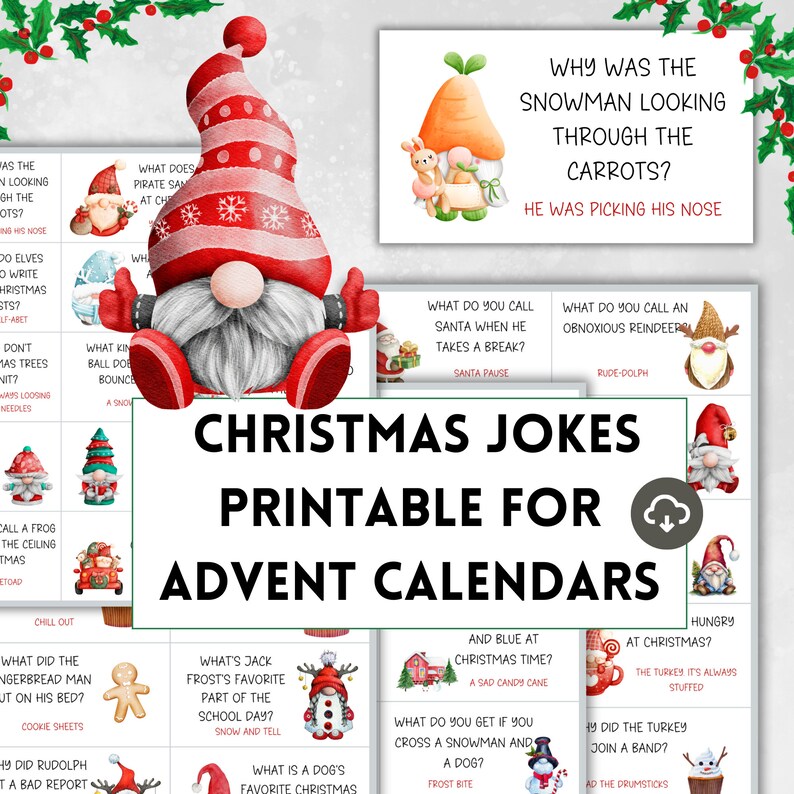 Christmas Advent Countdown Joke Advent Cards Christmas Puns Christmas
