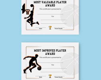 Wydrukowany certyfikat koszykówki Certyfikaty koszykówki Wydrukowany MVP Najbardziej Poprawiony Zawodnik Nagroda Zawodnika Dnia Nagrody Koszykarskie