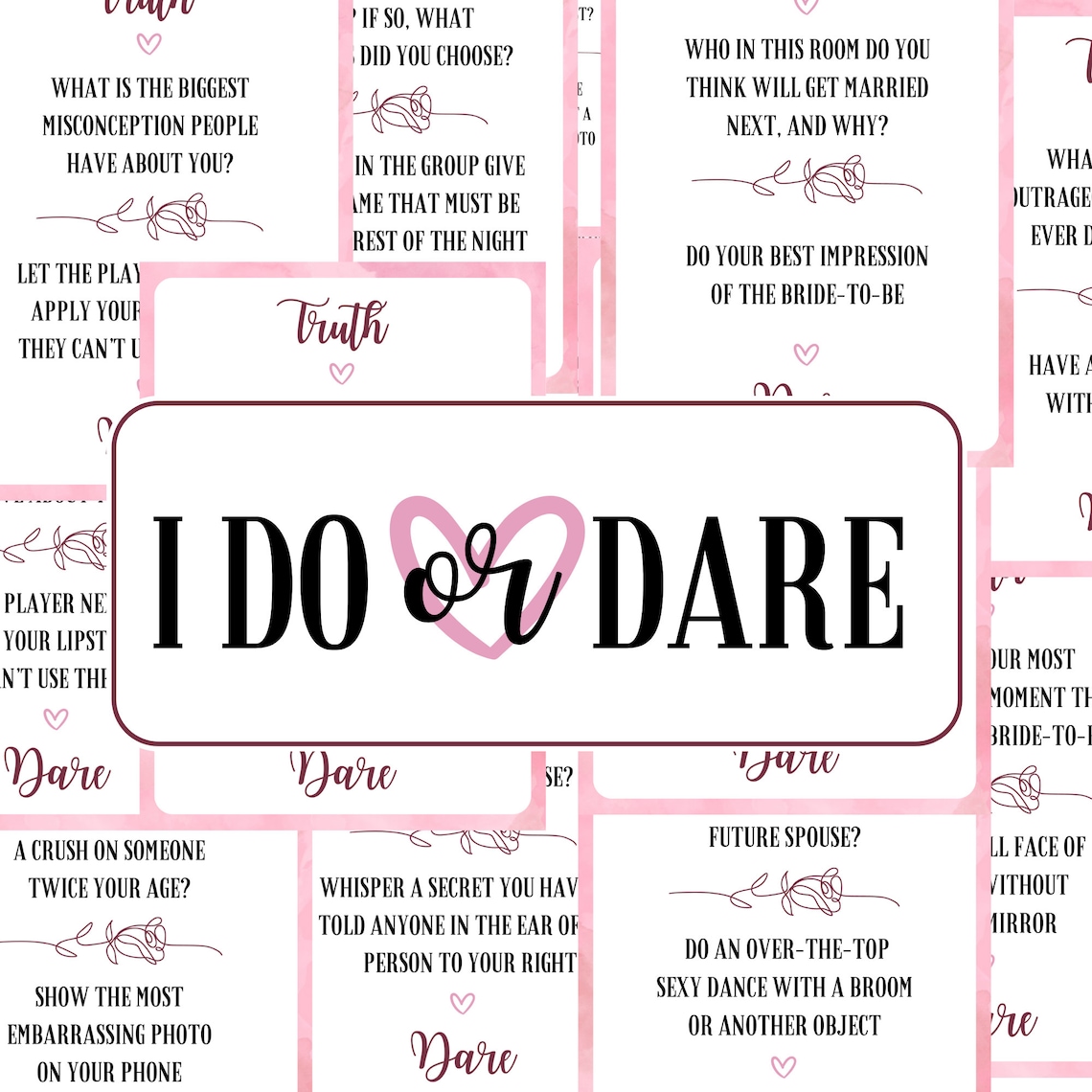 Truth or Dare Truth or Dare Printable Bachelorette Game Bachelorette ...