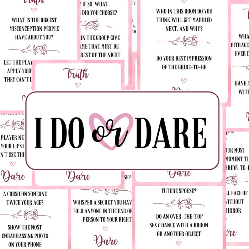 Truth or Dare Truth or Dare Printable Bachelorette Game Bachelorette ...