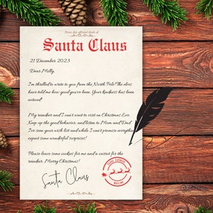 Cartas editables de Santa Carta de Santa reescribible Carta de Santa Carta de Santa editable Carta de Santa personalizada Nota de Santa