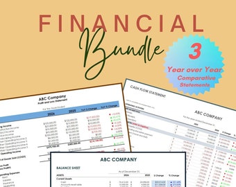 Three-Year Business Financial Bundle | Income, Balance Sheet & Cashflow Tracker
