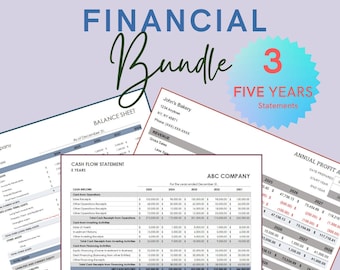 Five-Year Business Accounting Templates | Income and Expense Statement, Balance Sheet & Cash Flow Spreadsheet