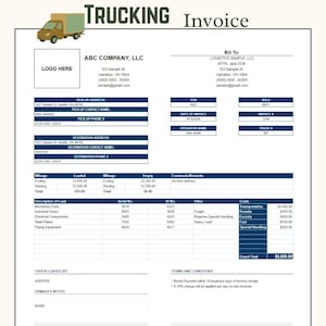 Trucker Invoice Trucking Invoice Template Freight Invoice Bill of