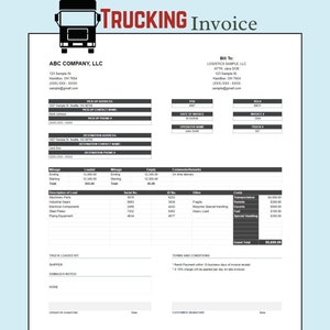 Trucker Invoice Trucking Invoice Template Freight Invoice Bill of