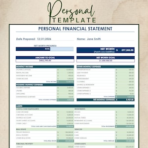 Personal Finance Tracker: Net Worth Goal Template (Google Sheets)