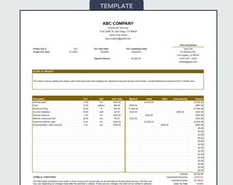 Job Estimate Template: Construction, Handyman, Contractor (Google Sheets & Excel)
