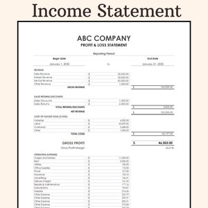 Profit and Loss Statement Template: Small Business Income (Google Sheets & Excel)