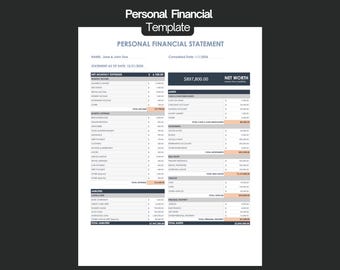 Personal Financial Statement Template: Net Worth Tracker (Excel & Google Sheets)