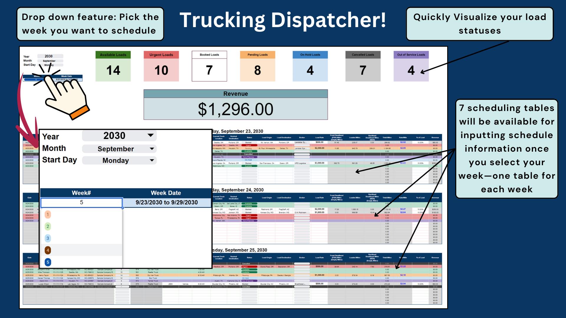 Trucking Spreadsheet Bundle: Profit and Loss, Accounting, Dispatch Tool ...