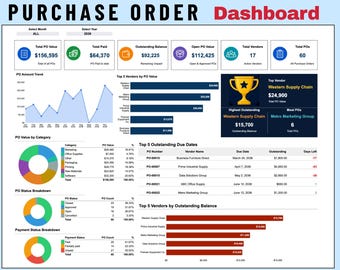 Purchase Order Tracker Dashboard | Vendor Analysis, Payment Tracking