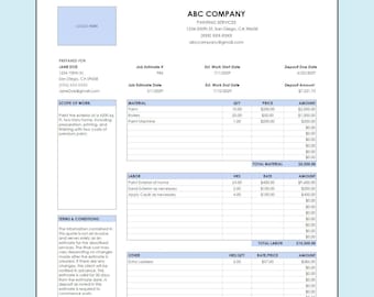 Job Estimate Template: Contractor Proposal, Editable PDF
