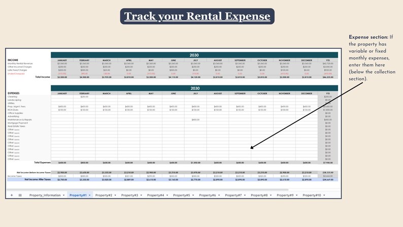 Rental Property Tracker: Income & Expense Spreadsheet (Google Sheets) image 8