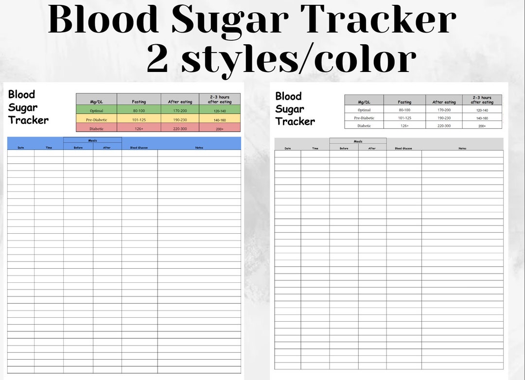Blood Sugar Log Printable, Blood Glucose Tracker, Diabetes Log, Blood ...