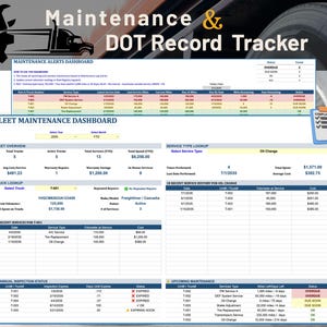 Fleet Maintenance Spreadsheet and DOT Record Tracker | Owner Operator Trucking Business Logbook