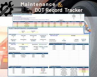 Fleet Maintenance Spreadsheet and DOT Record Tracker | Owner Operator Trucking Business Logbook