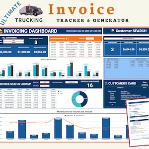 Trucking Invoice Generator and Tracker | Payment & Billing Spreadsheet for Trucker Drivers and Owner Operators
