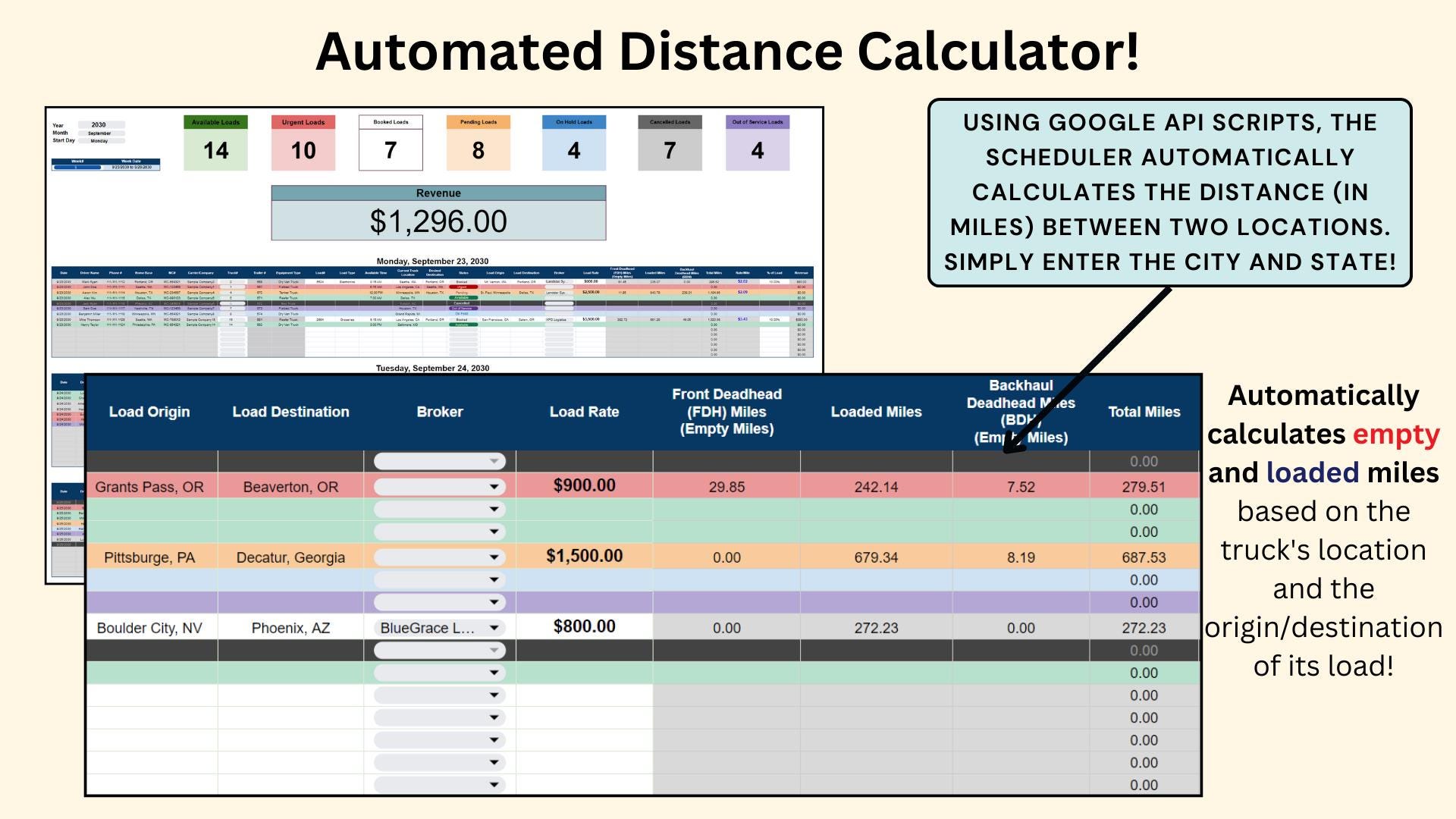 Trucking Dispatch Spreadsheet: Owner Operator Dispatch Tool - Etsy