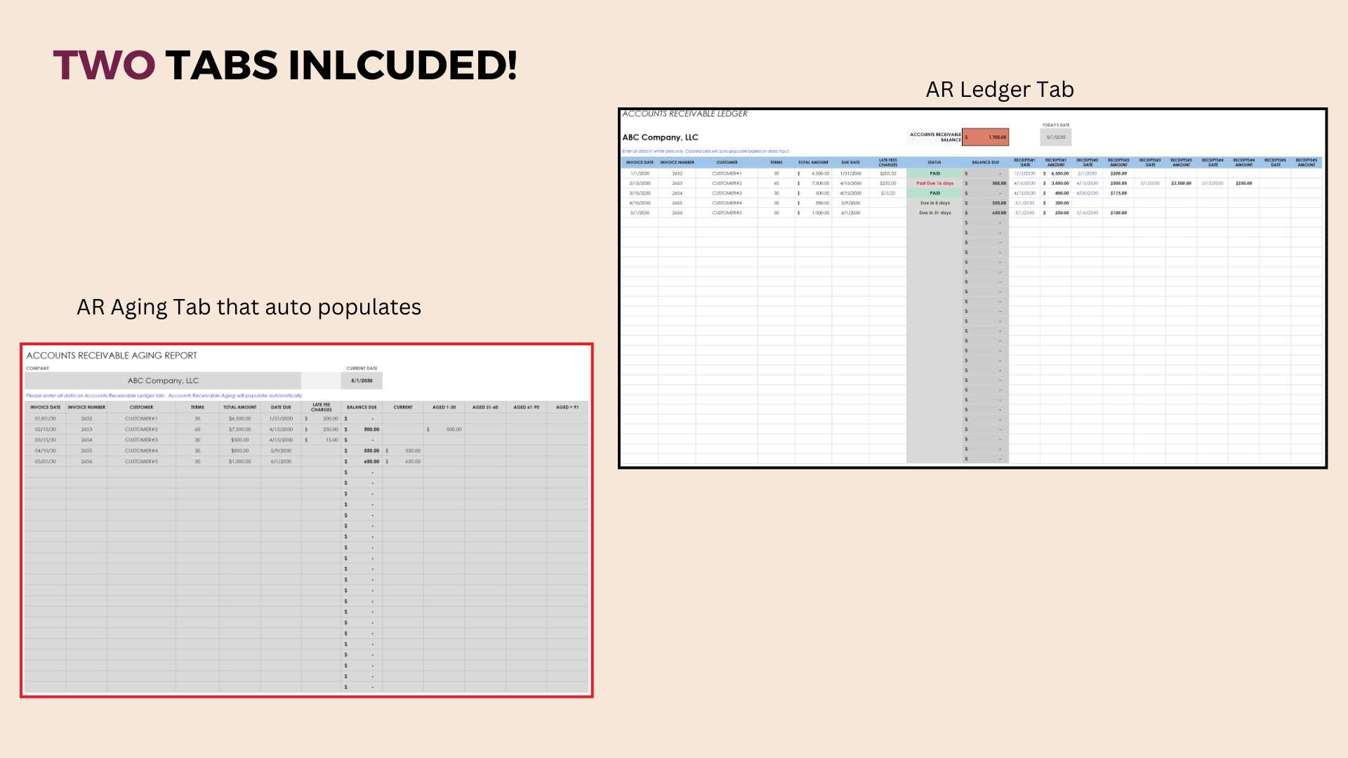 Accounts Receivable Template: AR Aging Ledger, Invoice Tracker - Etsy