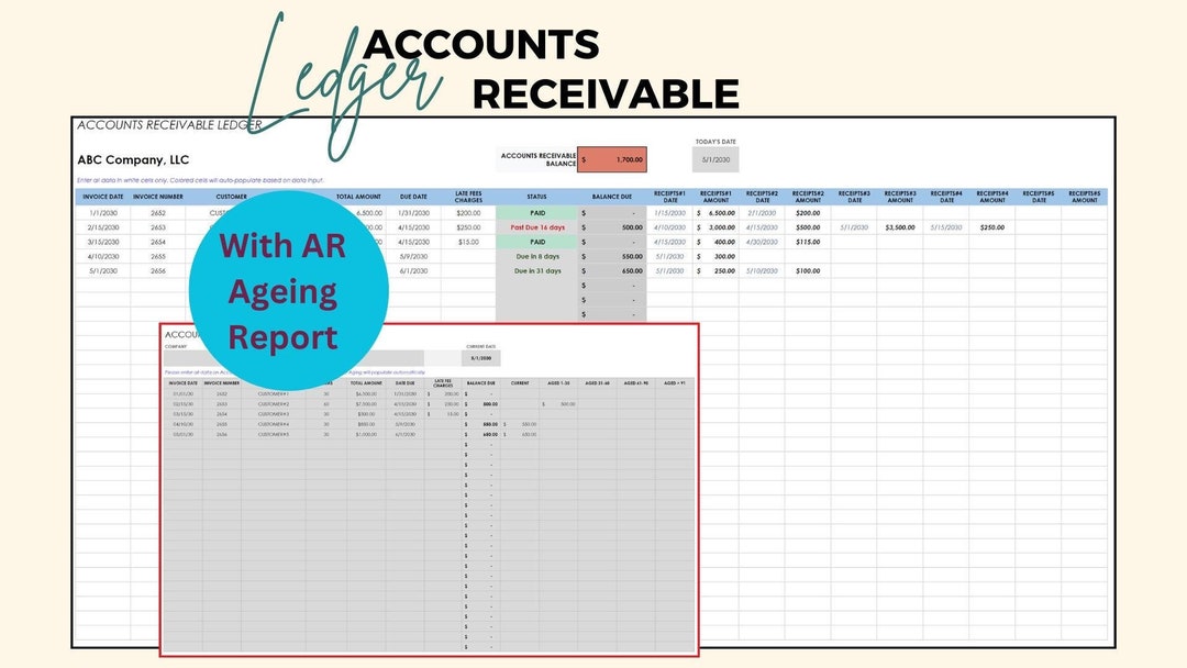 Accounts Receivable Template: AR Aging Ledger, Invoice Tracker - Etsy