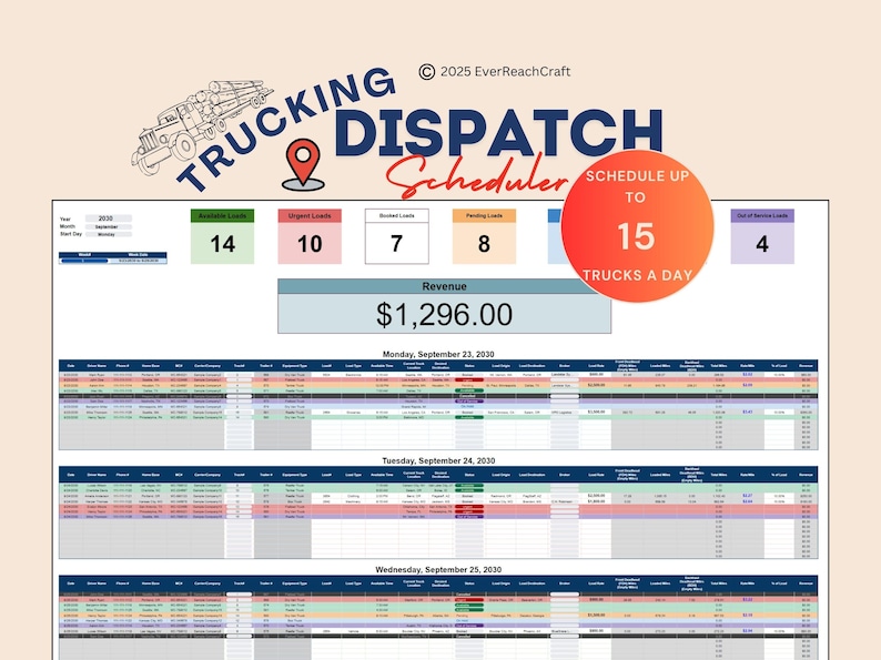 Truck Driver Dispatch & Accounting Spreadsheet Bundle - Etsy