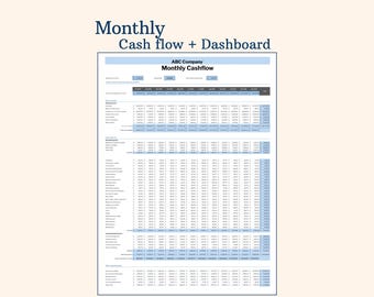 Small Business Cash Flow Template: Monthly Cashflow Statement (Google Sheets Compatible Excel File)