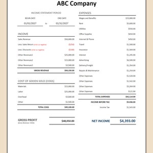 Profit and Loss Statement Template Expense Report Income Statement Profit and Loss Statement Template Expense Report Income Statement