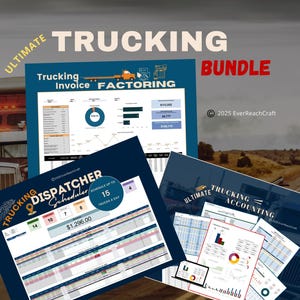 Paquete de hojas de cálculo para empresas de transporte: ganancias, pérdidas, despacho y factoraje de facturas